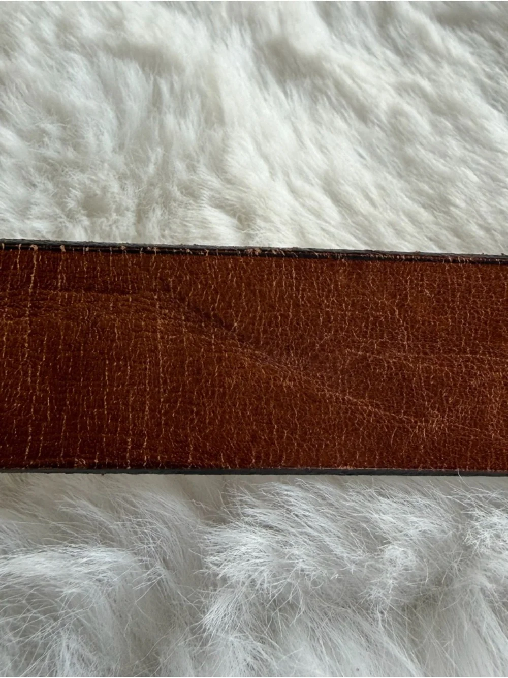 Brown Leather Belt Women Size 38 Brass Buckle Vintage Unisex